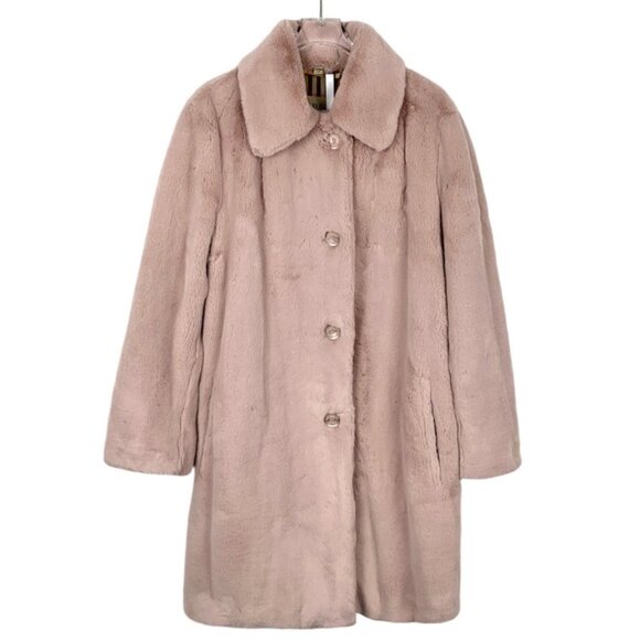 Burberry Light Pink Fuzzy Wool Single-Breasted Coat